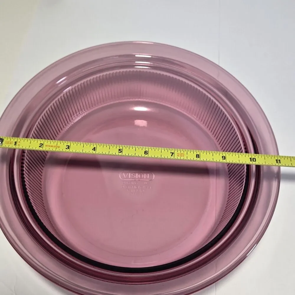 CRANBERRY Vision Ware V-33-B Casserole Dish Lid Ribbed 2.5 qt Corning USA *EUC